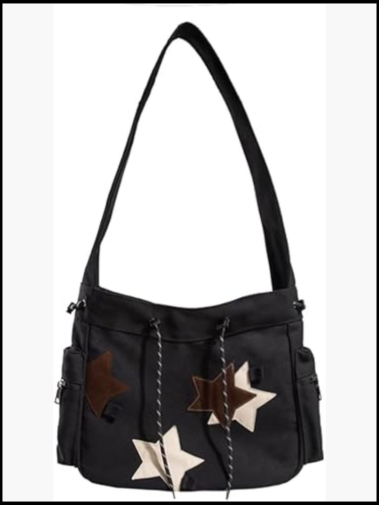 Messenger Bag Canvas Shoulder Bag Star Crossbody Purse Y2k Tote Aesthetic Hobo